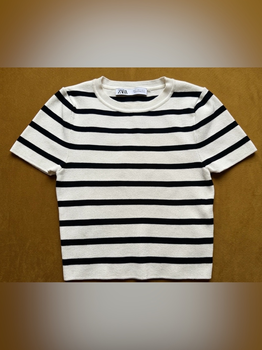 ZARA Striped Short Sleeve Knit Top - Size S
